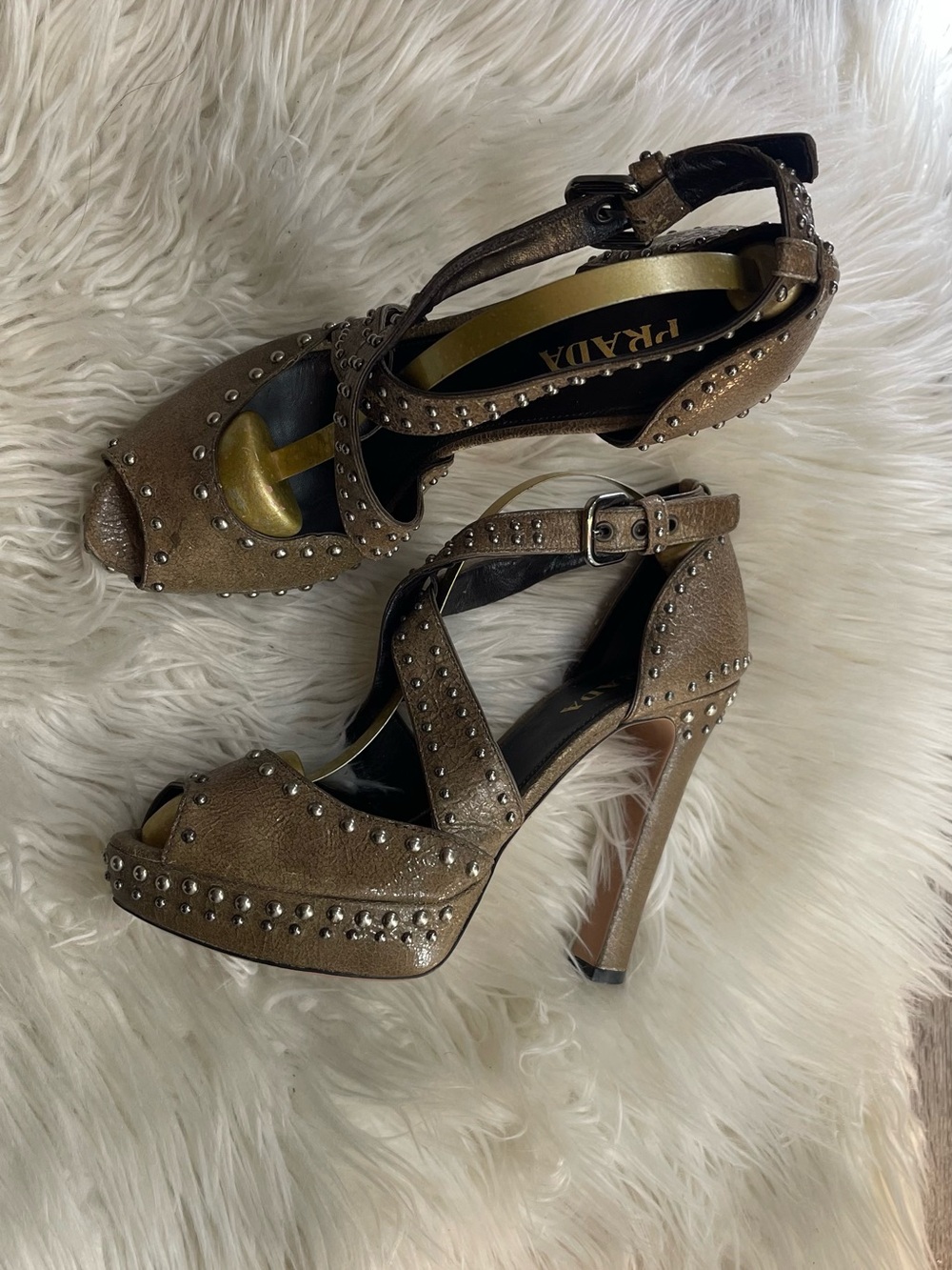 Prada  Studded Platform Peep-Toe Heels - Picture 2 of 15